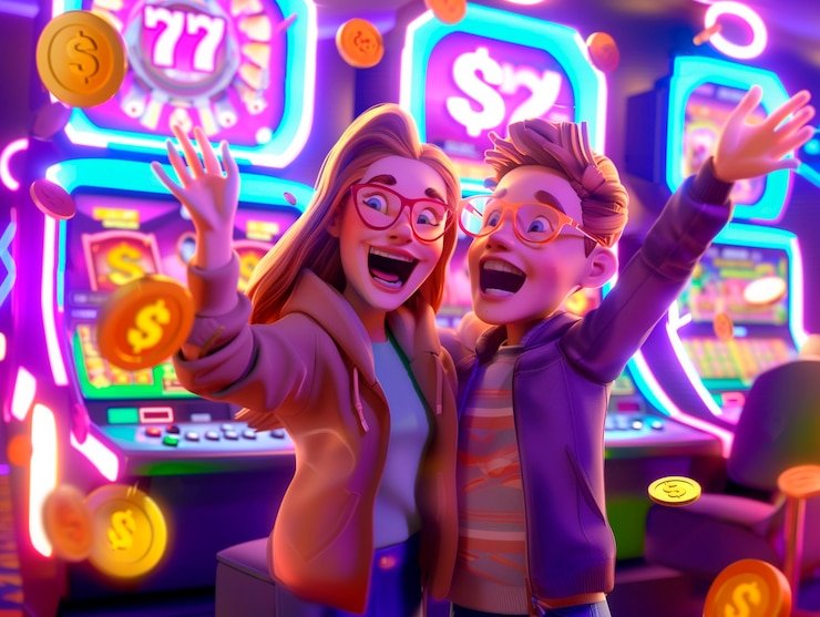 Jackpot winner celebrating big prize on mobile device